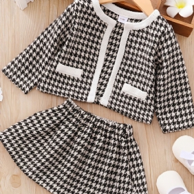 3 Kpl Vauvan Cardigan Houndstooth Pitkähihainen Mekko