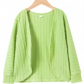 Tyttöjen Green Twist Knit Pitkähihainen Neuletakki