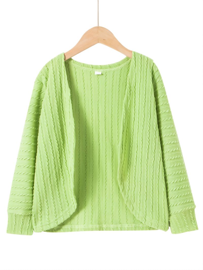 Tyttöjen Green Twist Knit Pitkähihainen Neuletakki