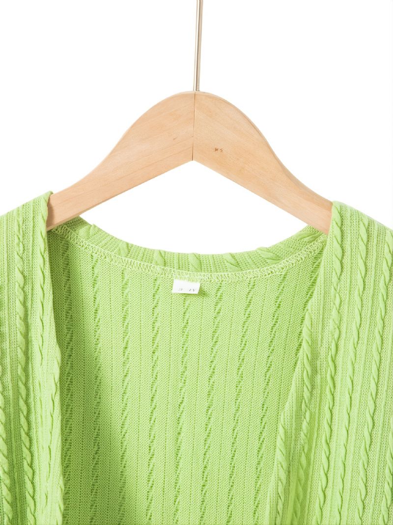 Tyttöjen Green Twist Knit Pitkähihainen Neuletakki