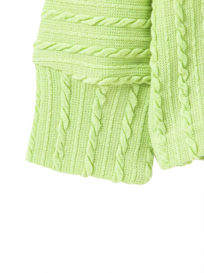 Tyttöjen Green Twist Knit Pitkähihainen Neuletakki