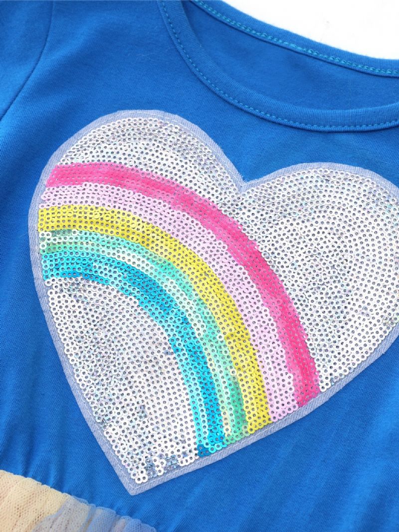 2022 Uusi Sydänprintti Rainbow Pyöreäkauluksinen Juhlamekko Taaperoille