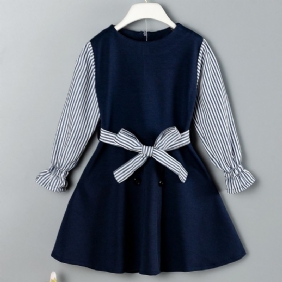Pikkutyttöjen Pitkähihainen Colorblock-mekko