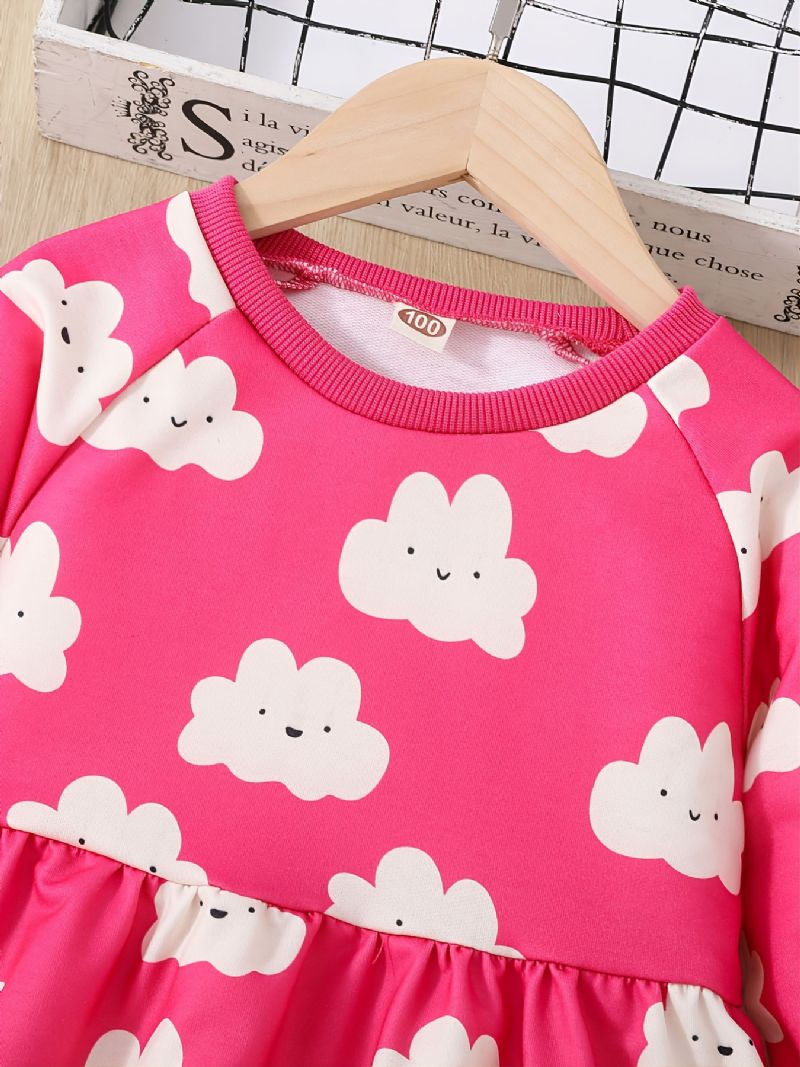 Toddler Tyttöjen Cloud Print Talvimekko Rento Pitkähihainen