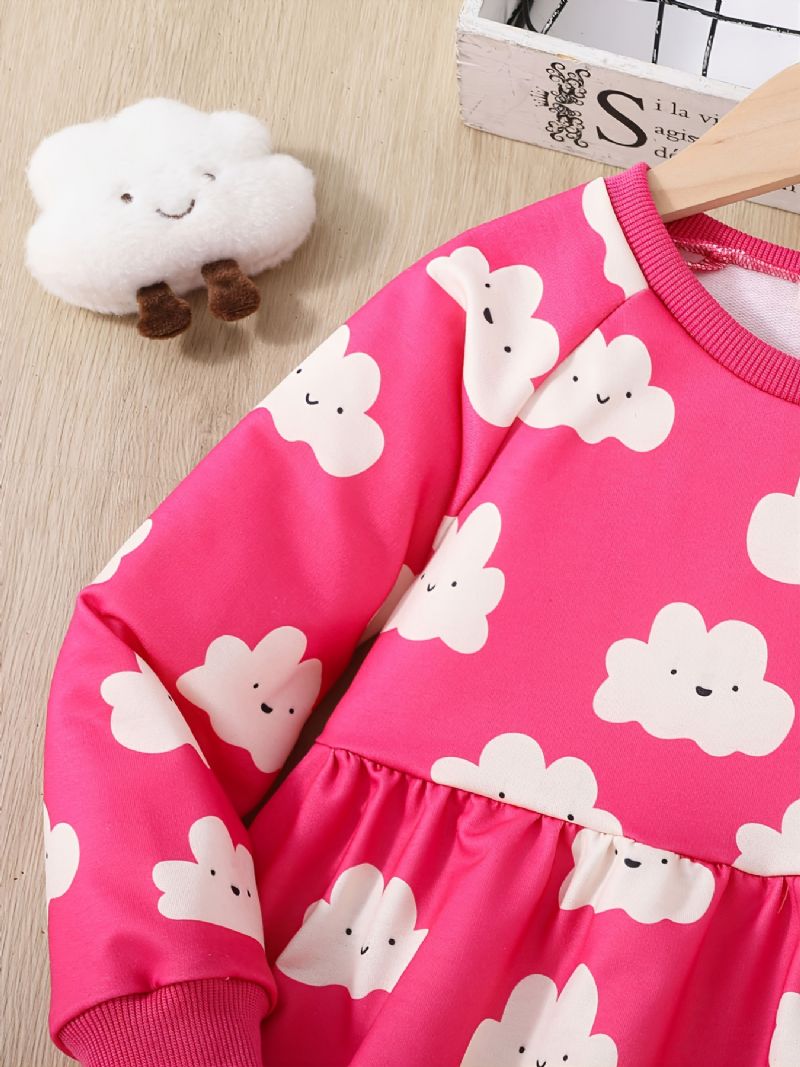 Toddler Tyttöjen Cloud Print Talvimekko Rento Pitkähihainen