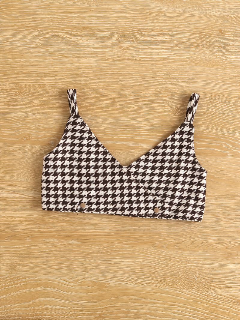 Toddler Tyttöjen Houndstooth Print Cami Top & Shirt Mekkosetti