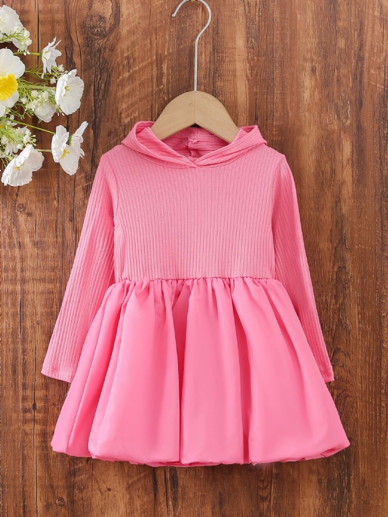 Toddler Tyttöjen Solid Pitkähihainen Hupullinen Mekko