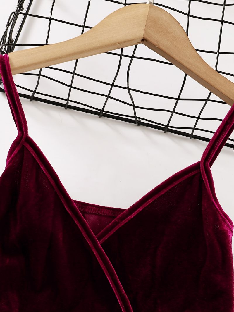 Tytöt Burgundy Velvet Spaghetti Stap Cami Dress Lasten Vaatteet