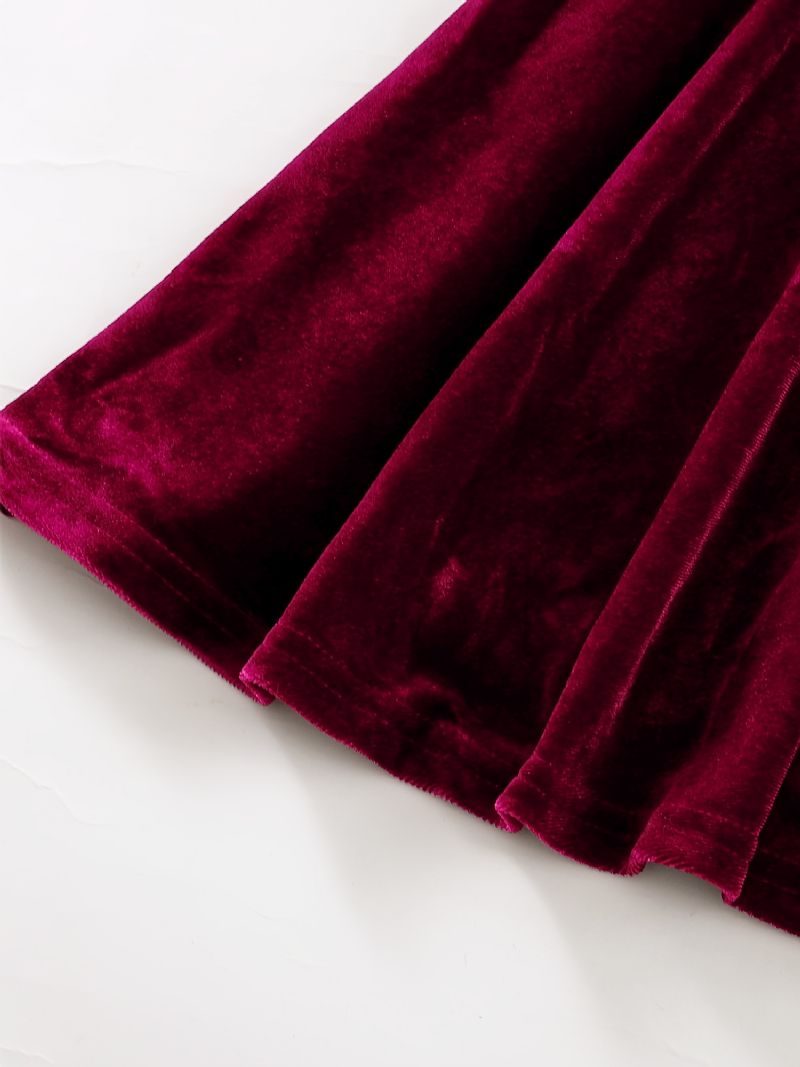 Tytöt Burgundy Velvet Spaghetti Stap Cami Dress Lasten Vaatteet