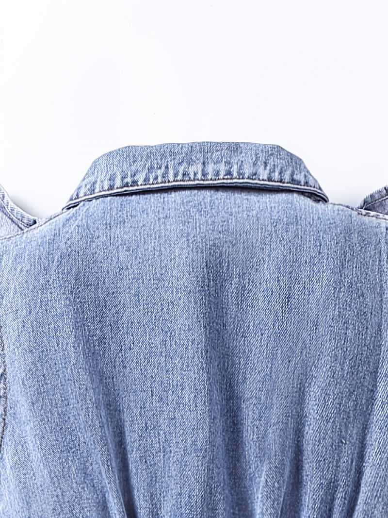 Tyttöjen Denim Mekko Hihaton Kiinteä Ruffle Lasten Vaatteet