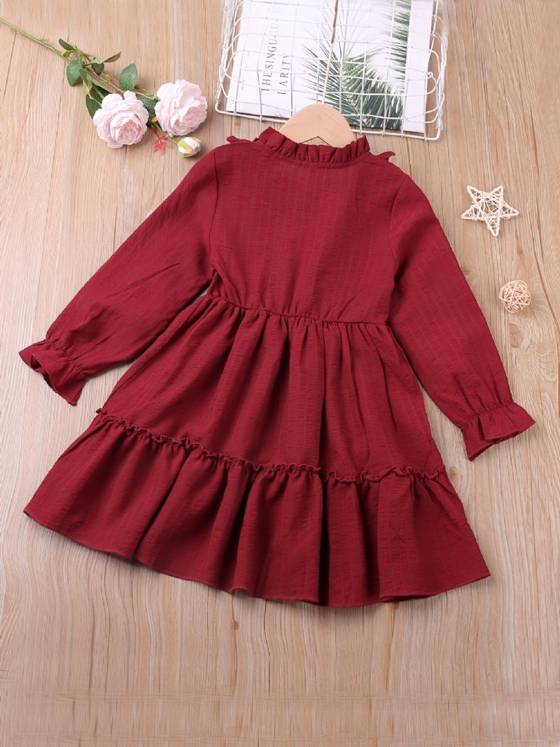 Tyttöjen Flare Ruffle Sleeve Solid Dress Lasten Vaatteet