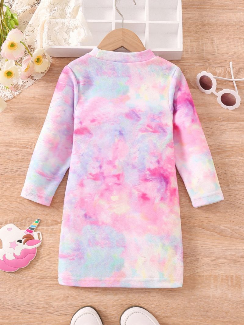 Tyttöjen Mekko Solmio Dye Unicorn Print Pitkähihainen Prinsessa