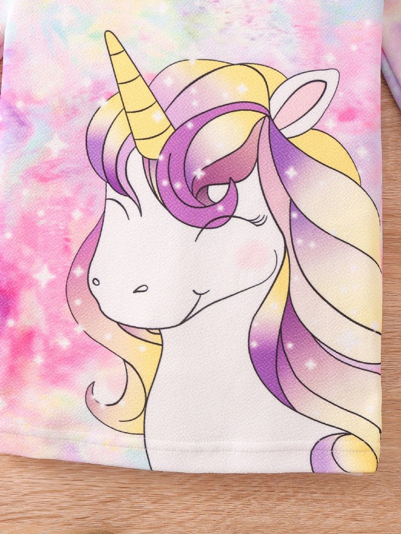 Tyttöjen Mekko Solmio Dye Unicorn Print Pitkähihainen Prinsessa