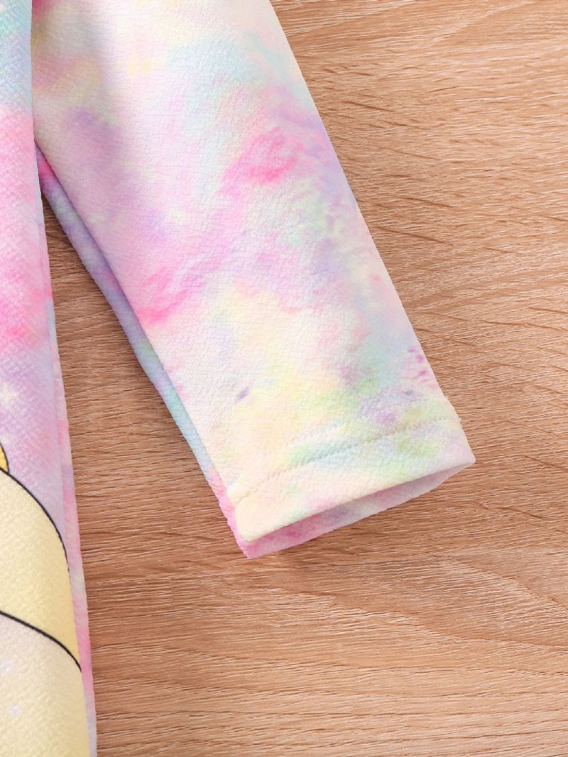 Tyttöjen Mekko Solmio Dye Unicorn Print Pitkähihainen Prinsessa