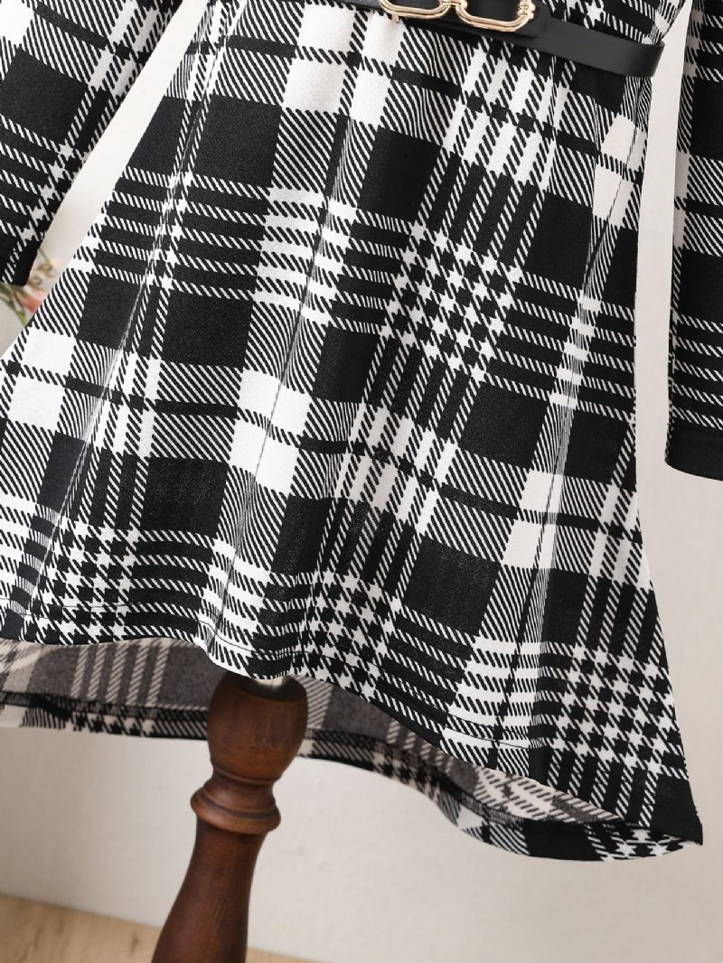 Tyttöjen Plaid Print Pitkähihainen Epäsäännöllinen Hame A-linjainen