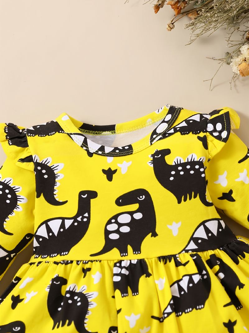 Tyttöjen Rento Sarjakuva Dinosaur Pitkähihainen Mekko