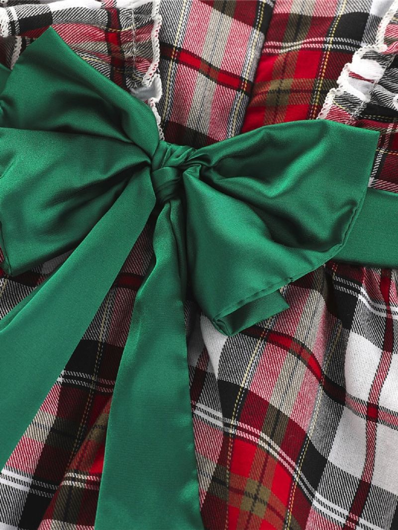 Tyttöjen Ruudullinen Bowknot-juhlamekko Joulun Syntymäpäiväksi