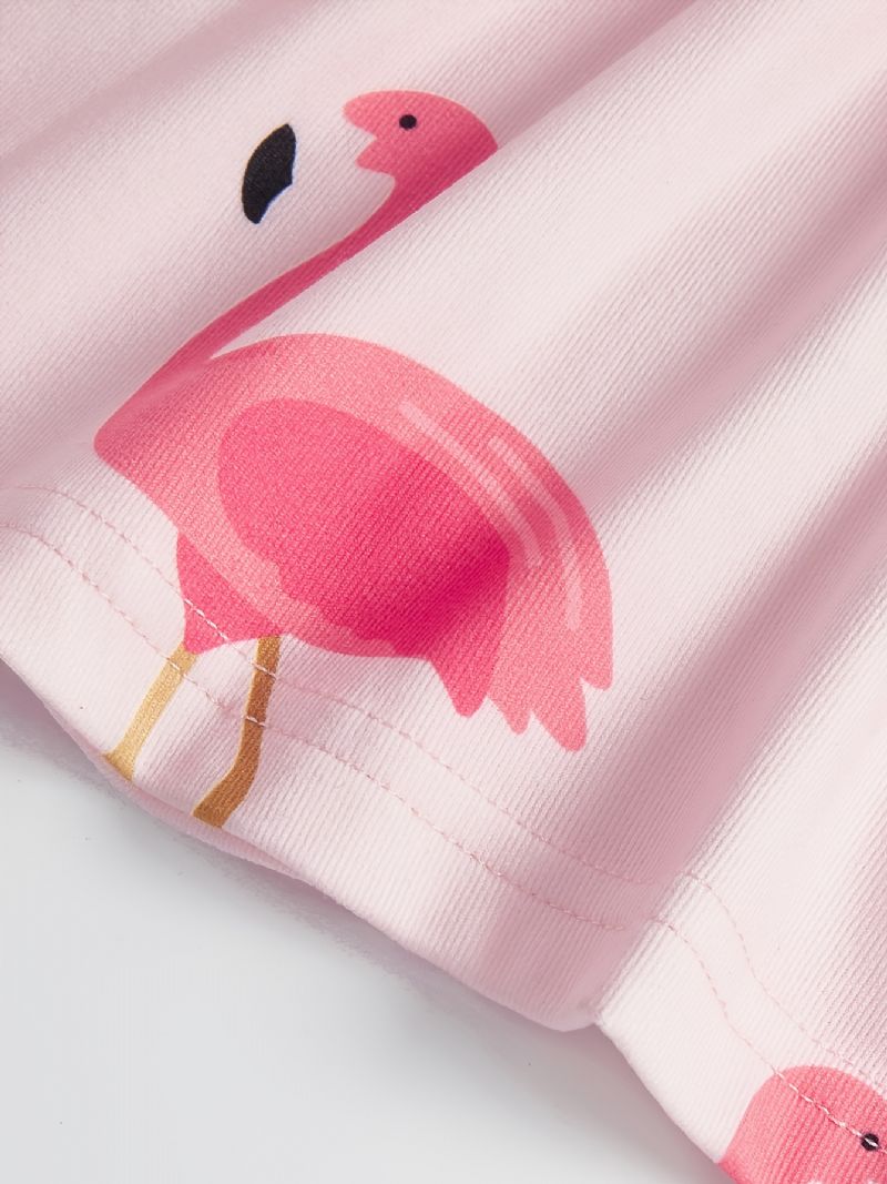 Tyttöjen Vaaleanpunainen Flamingoprintti Lyhythihainen Mekko