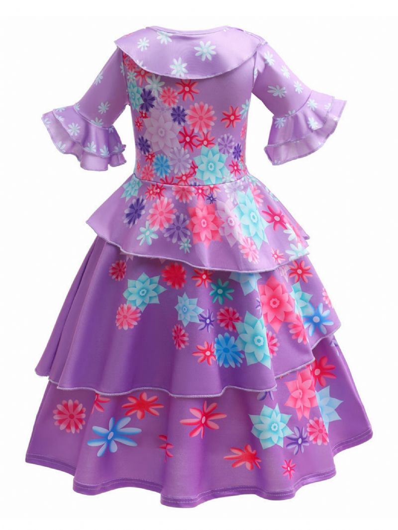 Tyttöjen Violetit Puvut Syntymäpäivätanssijuhlat Prinsessamekko Cosplay Halloween-puku Ja Laukku