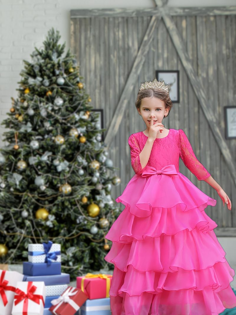 Tyttövauva Prinsessamekko Pitsityllimekko Häät Kukkatytöt Joulu-ilta Syntymäpäiväjuhliin Lasten Vaatteet