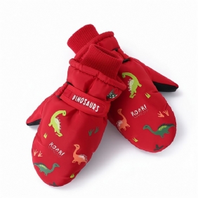 Lasten Käsineet Joulupoikien Sarjakuva-dinosaurusteline Vedenpitävät Thermal Ski Gloves
