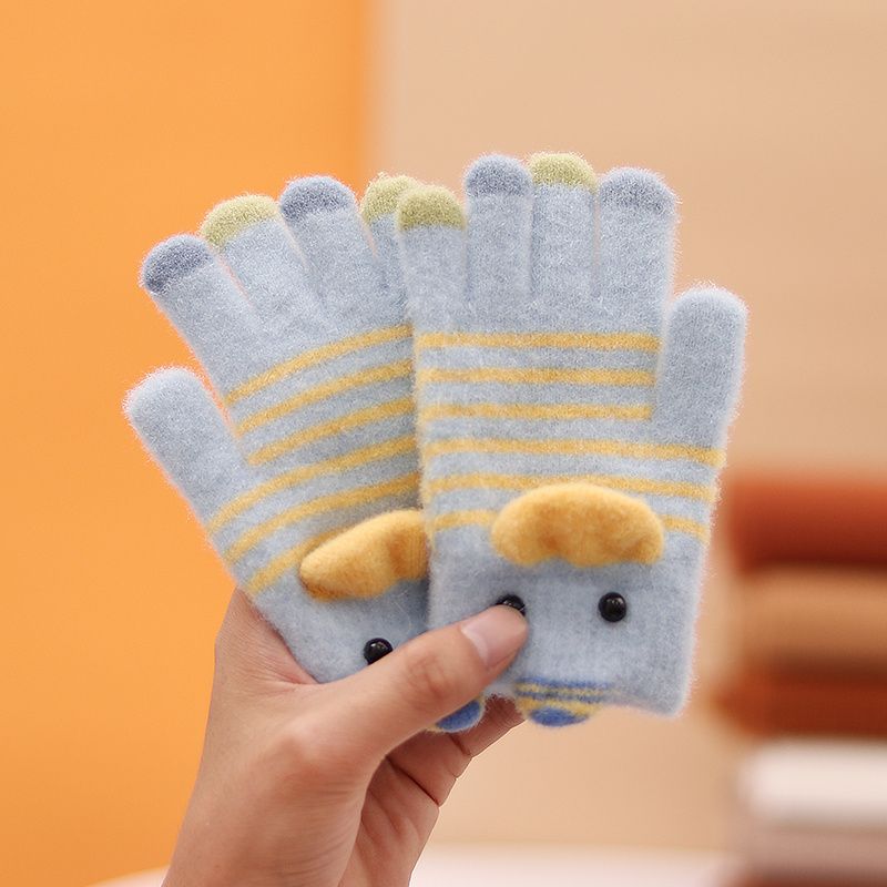 Lapset Pojat Lämpimät Käsineet Söpö Sarjakuva Full Finger Knitted Gloves Talvi
