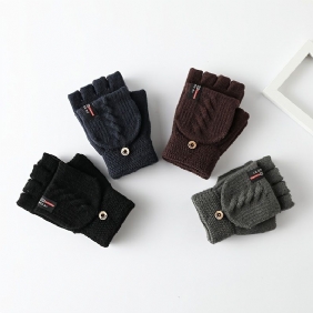 Neulotut Fingerless Flip Gloves Talven Lämpimät Solid Pojille Tytöille