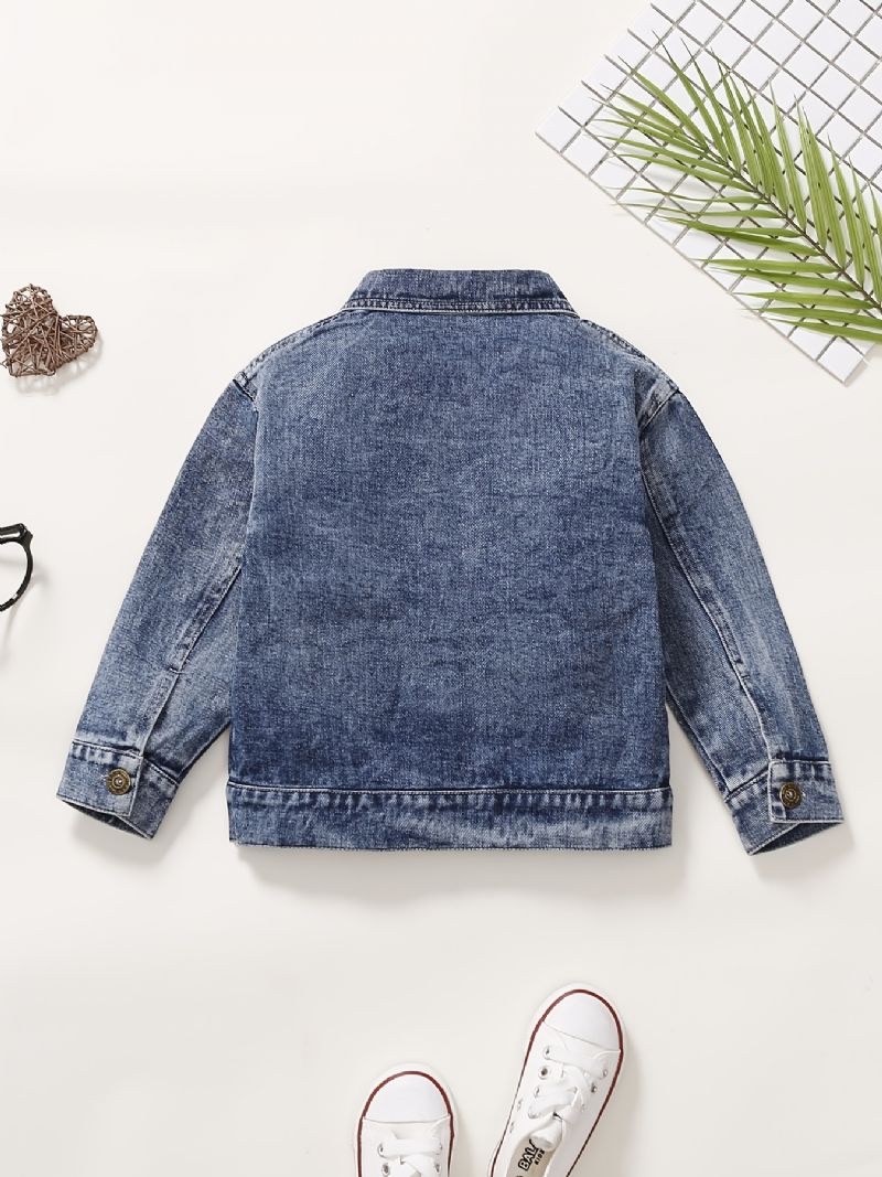 Lasten Casual Button Denim Takki Pojat Tytöt