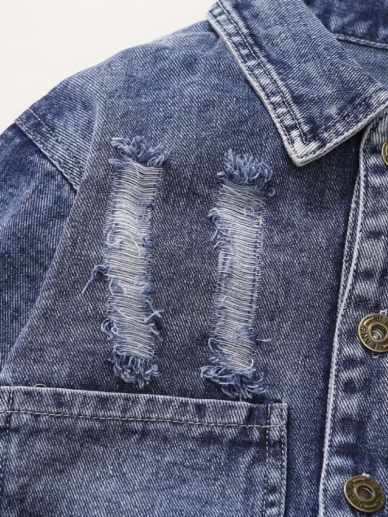 Lasten Casual Button Denim Takki Pojat Tytöt