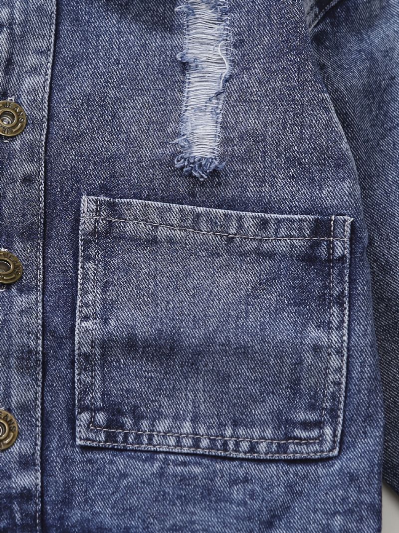 Lasten Casual Button Denim Takki Pojat Tytöt