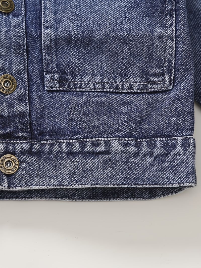 Lasten Casual Button Denim Takki Pojat Tytöt