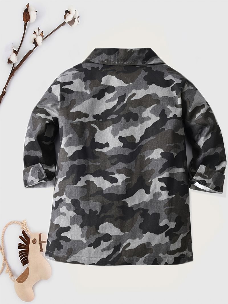 Poikien Camouflage Button Pitkähihainen Takki