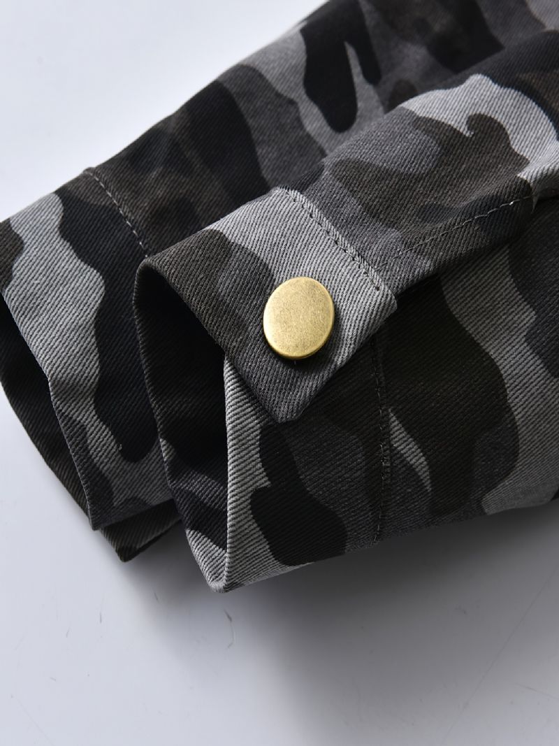 Poikien Camouflage Button Pitkähihainen Takki