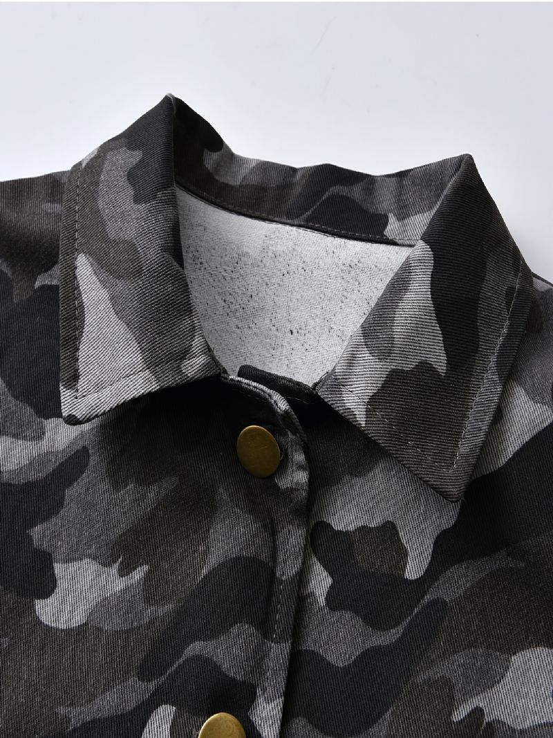 Poikien Camouflage Button Pitkähihainen Takki