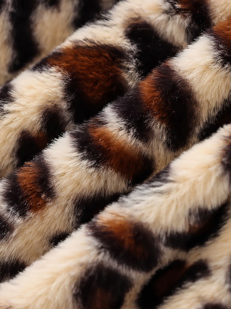 Poikien Rento Söpö Leopardikuvioinen Fleece-hupullinen Takki Karhukorvilla Talveksi