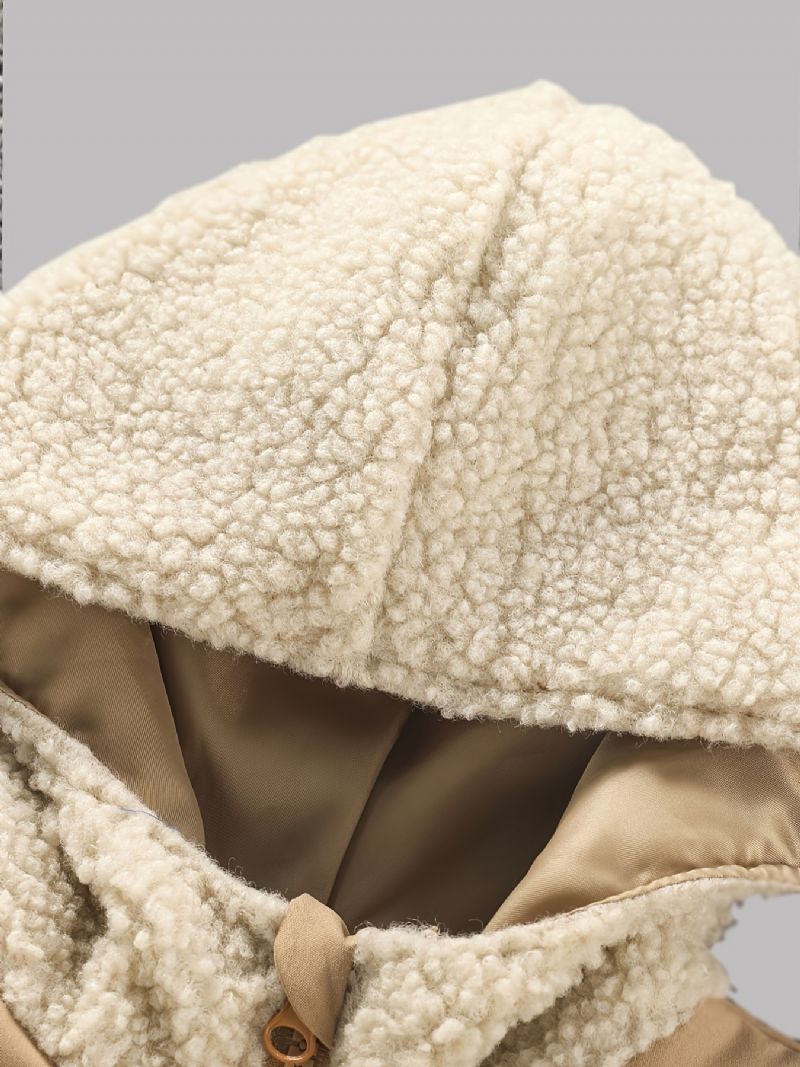 Poikien Rento Vetoketjullinen Hupullinen Takki Fleece Lämpöommeltu Ulkovaatteet Talveksi