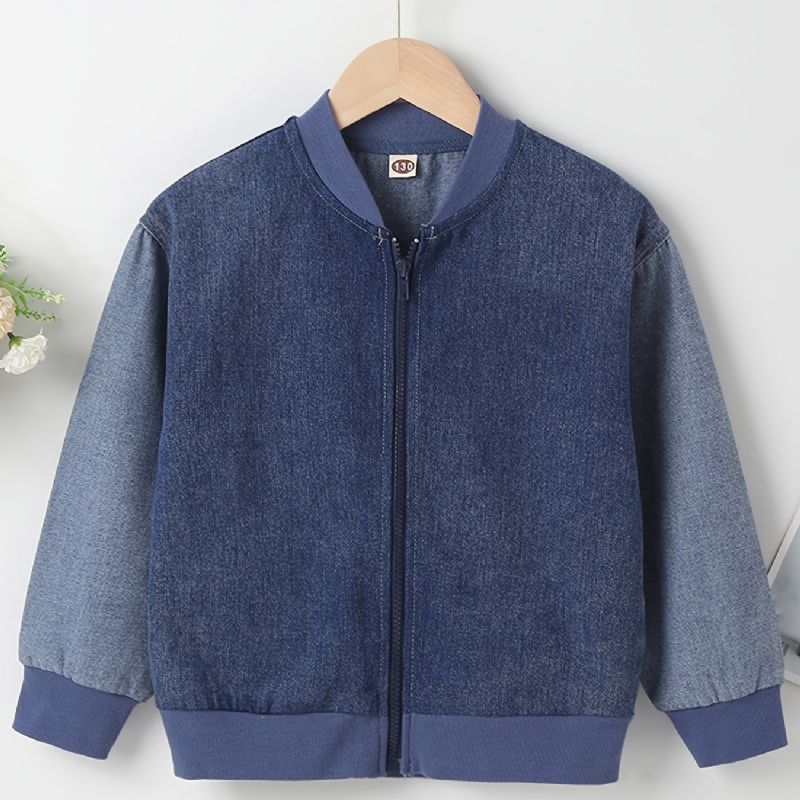 Poikien Vetoketjullinen Denim Bomber Takki Lasten Vaatteet