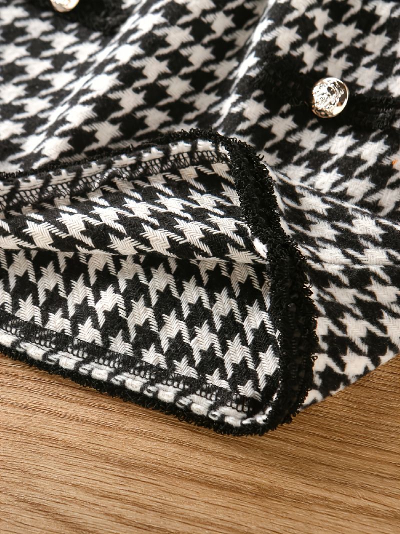 Taaperotyttöjen Houndstooth-koristetaskutakki Ja Hame