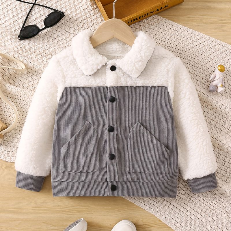 Toddler Poikien Casual Fleece Thermal Color Block Takki Talveksi