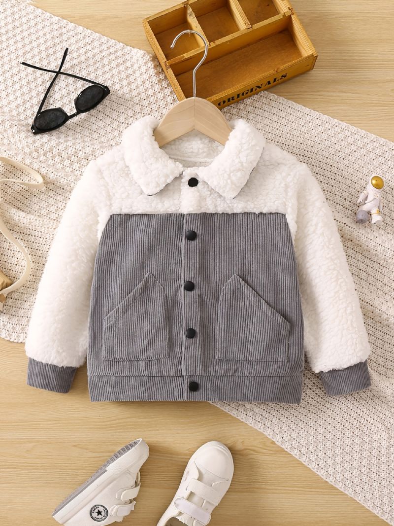 Toddler Poikien Casual Fleece Thermal Color Block Takki Talveksi