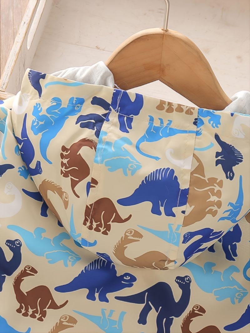 Toddler Poikien Dinosaur Print Hupullinen Pitkähihainen Vetoketjutakki Syksy Talvi