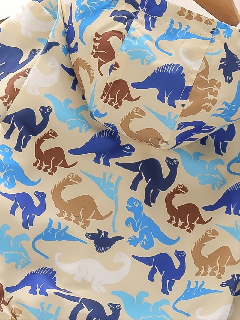 Toddler Poikien Dinosaur Print Hupullinen Pitkähihainen Vetoketjutakki Syksy Talvi