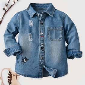 Tytöt Pojat Kitten Pattern Denim Takki Lasten Vaatteet