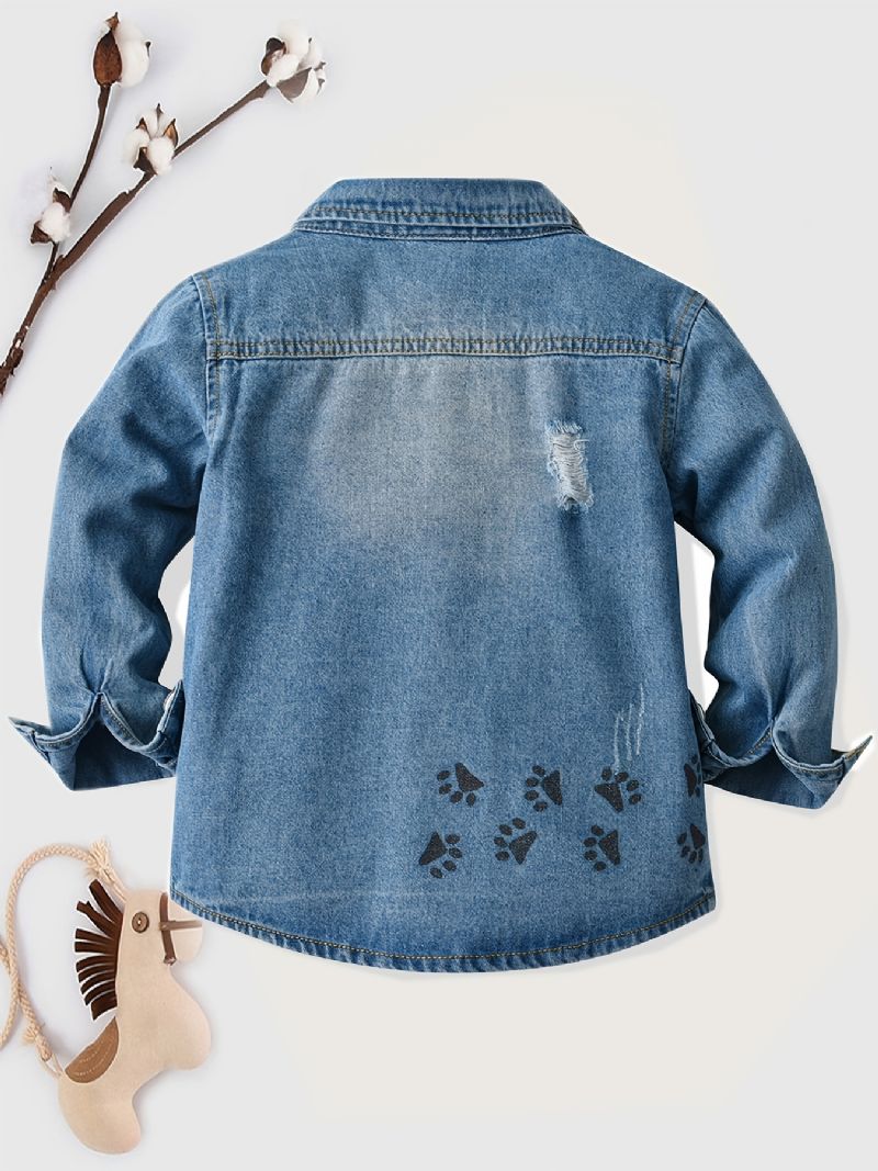 Tytöt Pojat Kitten Pattern Denim Takki Lasten Vaatteet