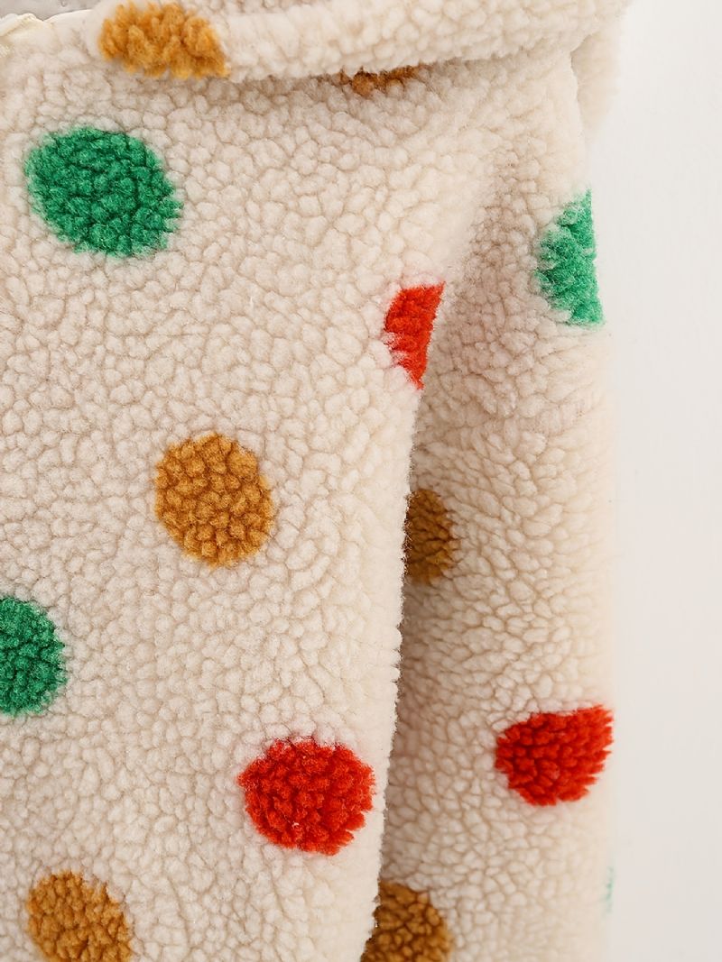 Tytöt Polka Dots Vetoketjullinen Hupullinen Takki Fleece Paksunnettu Lämmin Talvi