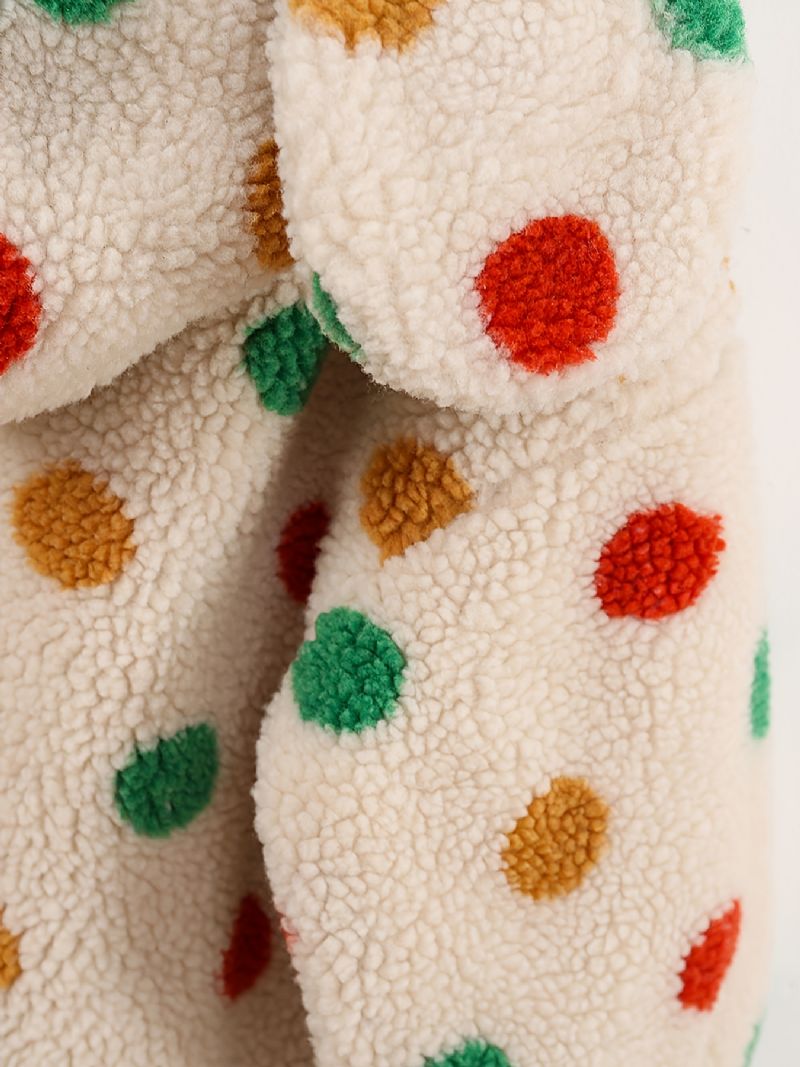 Tytöt Polka Dots Vetoketjullinen Hupullinen Takki Fleece Paksunnettu Lämmin Talvi