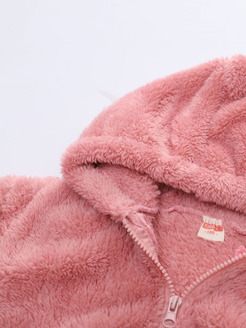 Tyttöjen Fleece-hupullinen Vetoketjullinen Takki Talveksi Lasten Vaatteet Päällysvaatteet
