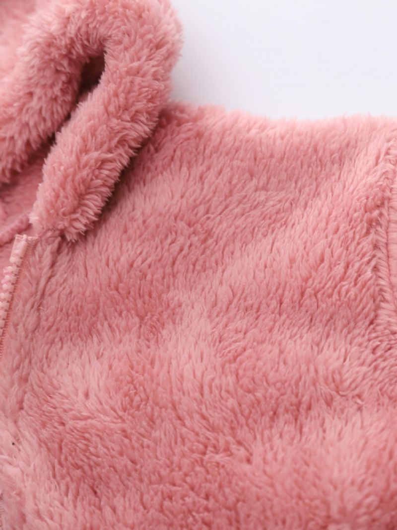 Tyttöjen Fleece-hupullinen Vetoketjullinen Takki Talveksi Lasten Vaatteet Päällysvaatteet