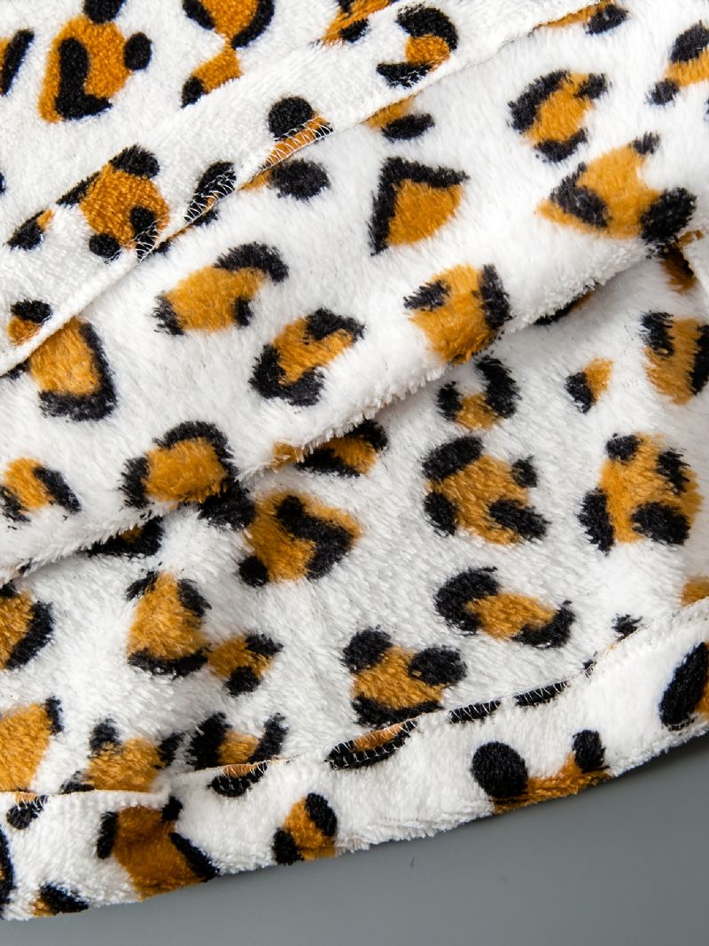 Tyttöjen Leopardikuvio 3d Korvat Design Batwing Hihattu Hupullinen Flanelli Takki Viitta Lasten Vaatteet
