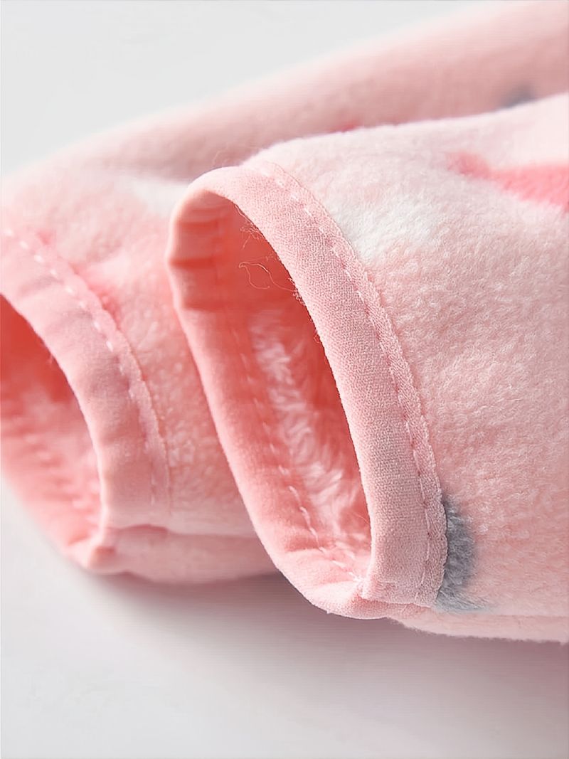 Tyttöjen Uusi Paksuuntunut Fleece-kaulustakki Karkkikuvioisella Ulkoasulla Talven Pinkkiin